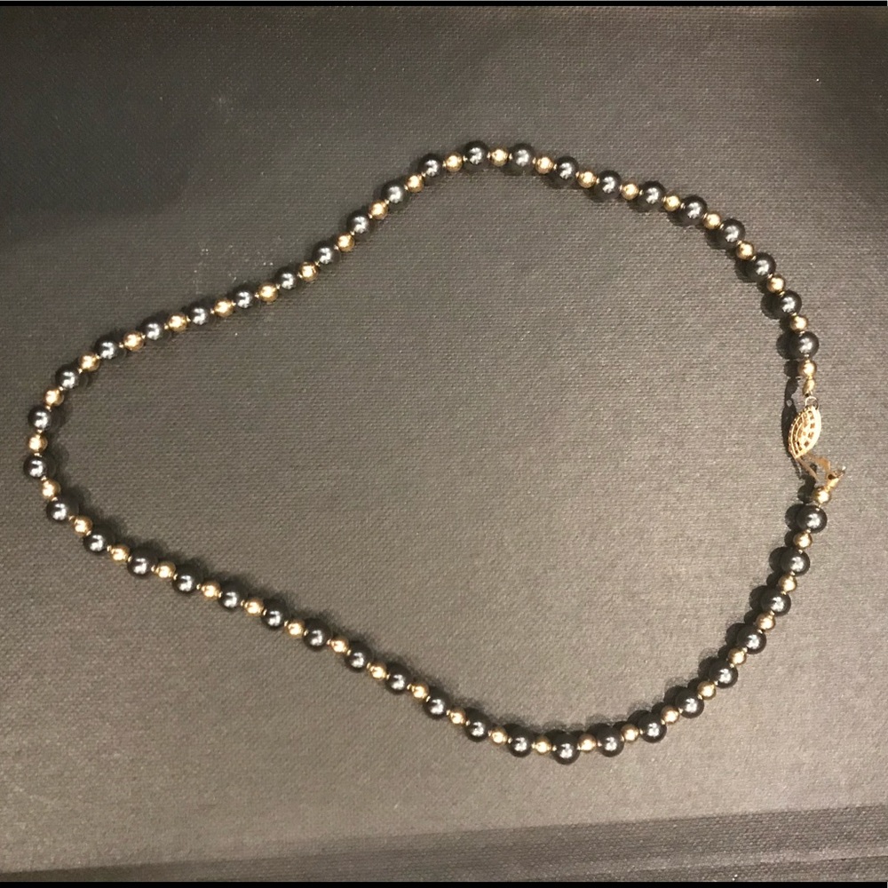 Black and Gold Beaded Necklace